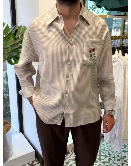Oversize Nakışlı Gömlek