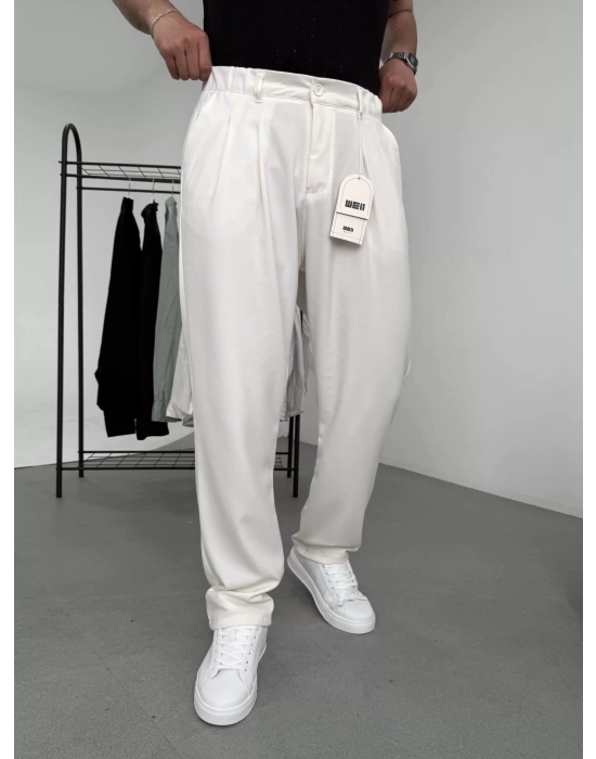 Pileli Baggy Kumaş Pantolon