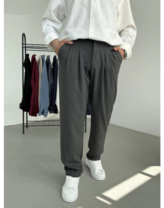 Pileli Baggy Kumaş Pantolon