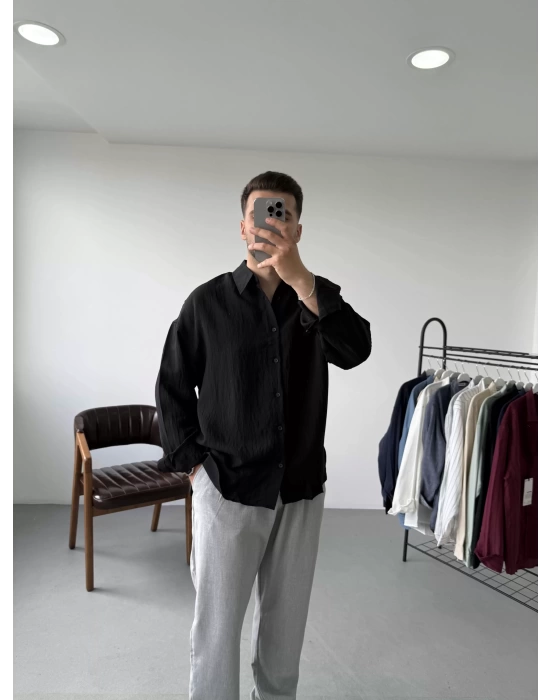 Siyah Oversize Gömlek