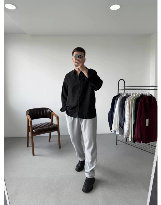 Siyah Oversize Gömlek