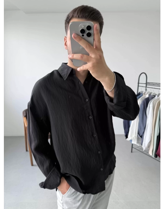 Siyah Oversize Gömlek