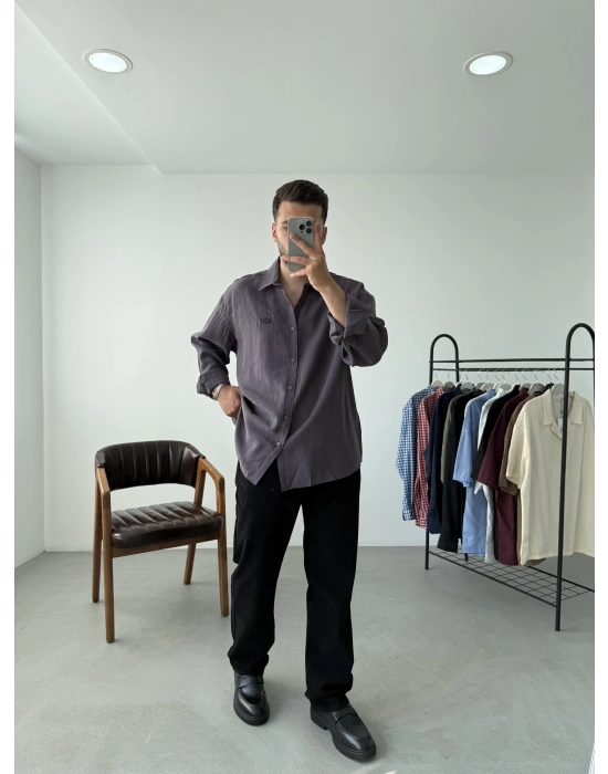 Tensel Kumaş Oversize Gömlek