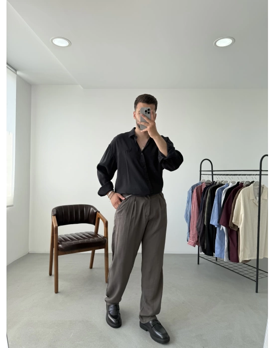 Tensel Kumaş Oversize Gömlek