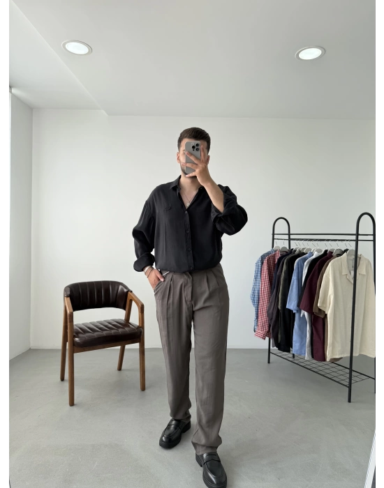 Tensel Kumaş Oversize Gömlek