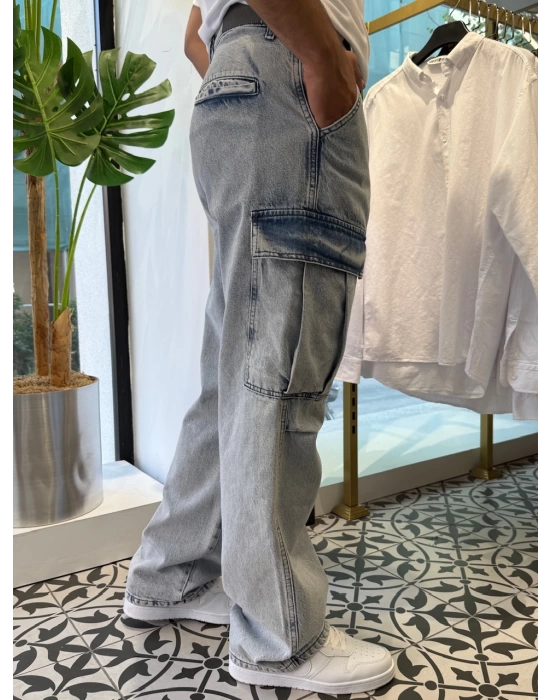 Yıkamalı Cep Detay Baggy Jean