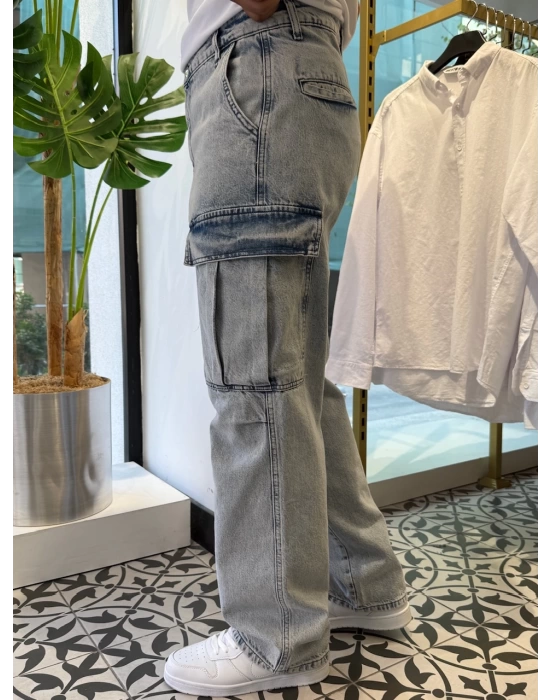 Yıkamalı Cep Detay Baggy Jean