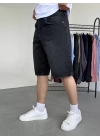 Baggy Yıkamalı Jean Şort