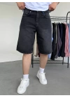 Baggy Yıkamalı Jean Şort