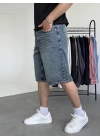 Baggy Yıkamalı Jean Şort