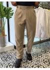 Kemer Detay Pileli Kumaş Pantolon