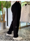 Nakışlı Oversize Keten Pantolon