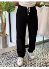 Nakışlı Oversize Keten Pantolon