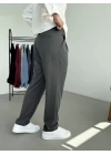 Pileli Baggy Kumaş Pantolon