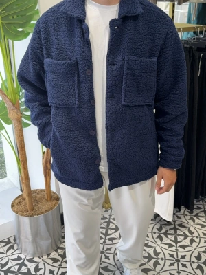 Düğmeli Peluş Ceket