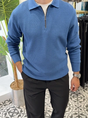 Fermuar Detay Polo Yaka Triko