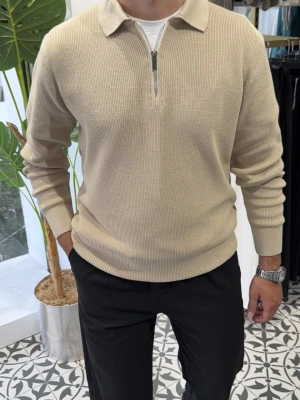 Fermuar Detay Polo Yaka Triko