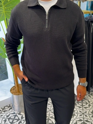 Fermuar Detay Polo Yaka Triko