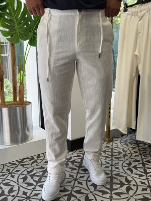 İp Detaylı Keten Pantolon