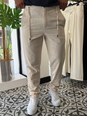 İp Detaylı Keten Pantolon