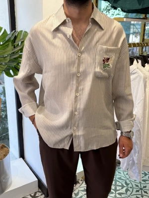 Oversize Nakışlı Gömlek