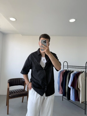 Yıkamalı Kısa Kol Gömlek