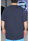 Erkek Büyük Beden Bisiklet Yaka Kısa Kollu Tişört Sport Lacivert