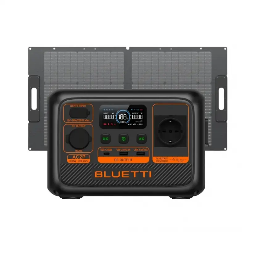 Bluetti AC2P 230.4Wh + Bluetti 100W Güneş Paneli Taşınabilir Güç Kaynağı