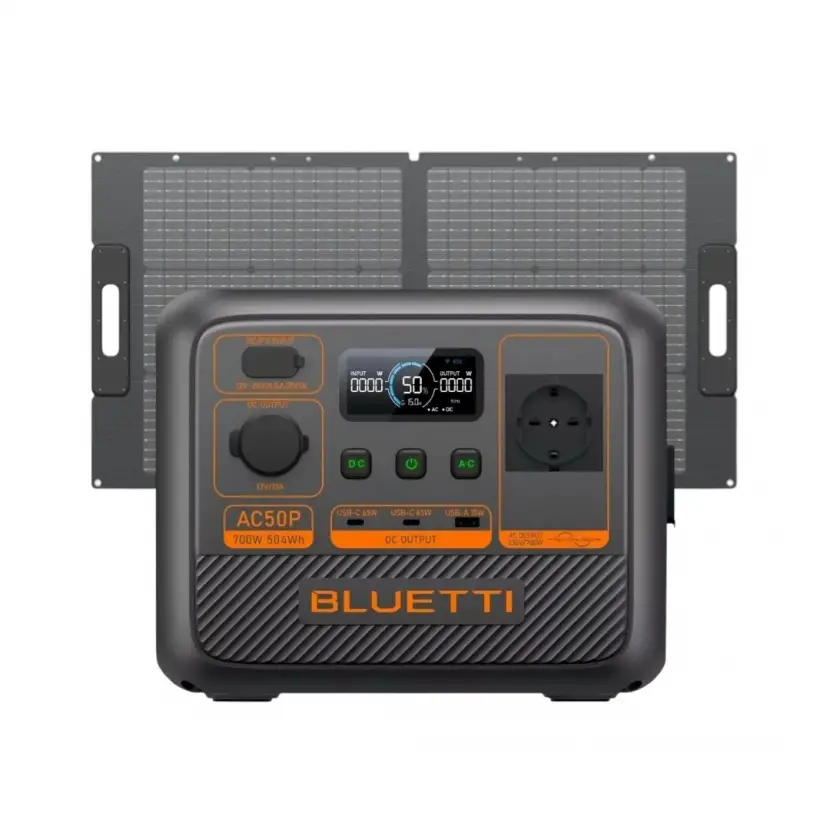 Bluetti AC50P UPS 504Wh + Bluetti 100W Güneş Paneli Taşınabilir Güç Kaynağı