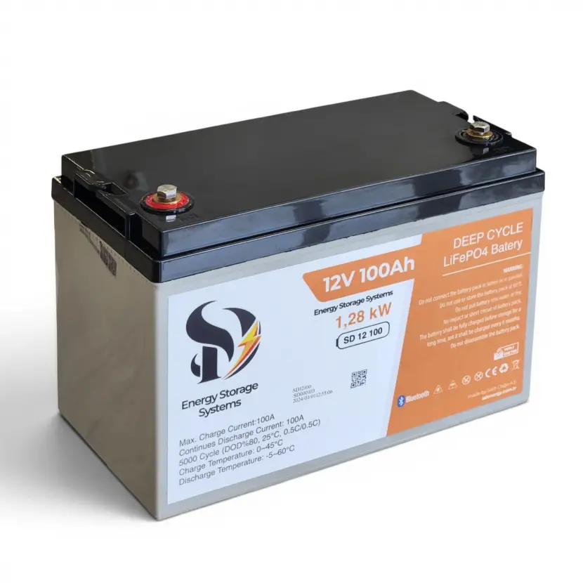 SD Energy 12v 100Ah 1.28kWh 6000DOD Bluetooth Lifepo4 Lityum Akü
