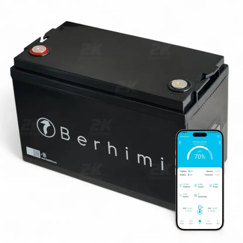 Berhimi 12V 100 Amper IP67 4000 DOD, BT Marin/Karavan Lifepo4 Lityum Akü