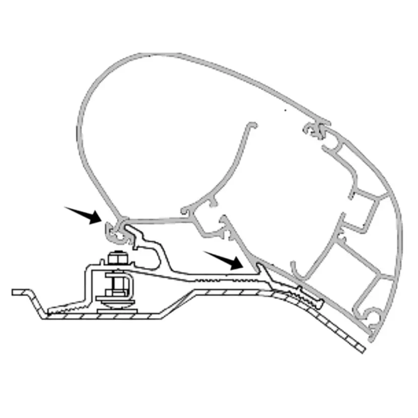 Dometic PR2000/2500 4m için Ducato, Jumper, Boxer Tente Montaj Braketi