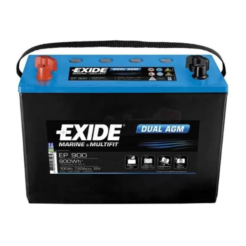 Exide EP900 12V 100 Ah Dual Marin Agm Akü (Avrupa Üretimi)