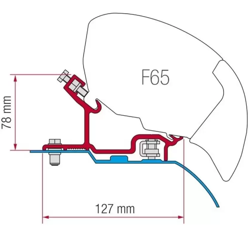 Fiamma F65,F80 Ducato/Jumper/Boxer H3 Yüksek Tavan ≥ 2006 Tente Braketi