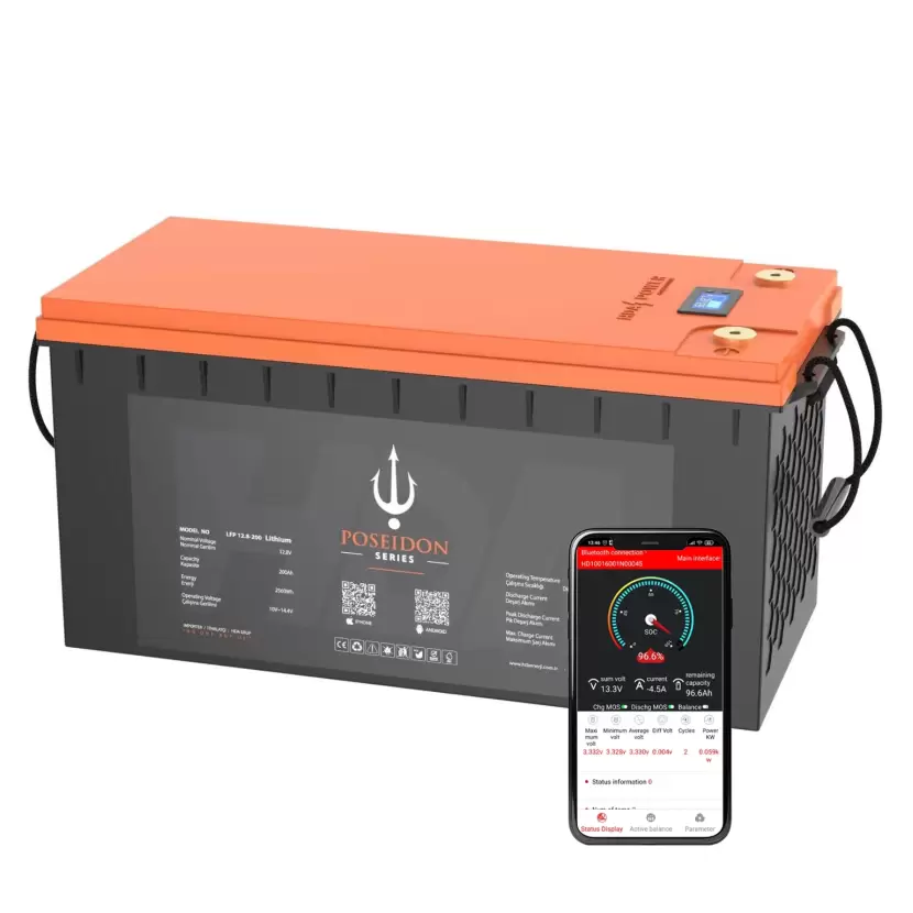 HDA Power Poseidon 25.6V 100 Amper 5000 Döngü. Bluetooth Lityum LifePO4 Akü