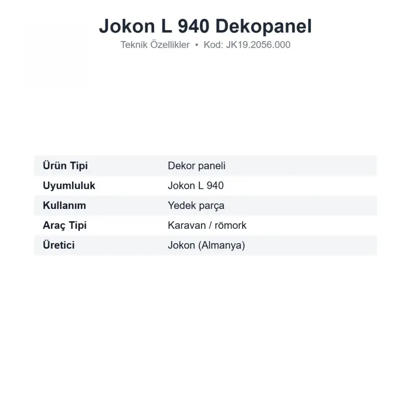 Jokon L 940 Dekopanel Karavan Arka Lamba Dekor Paneli (JK19.2056.000)