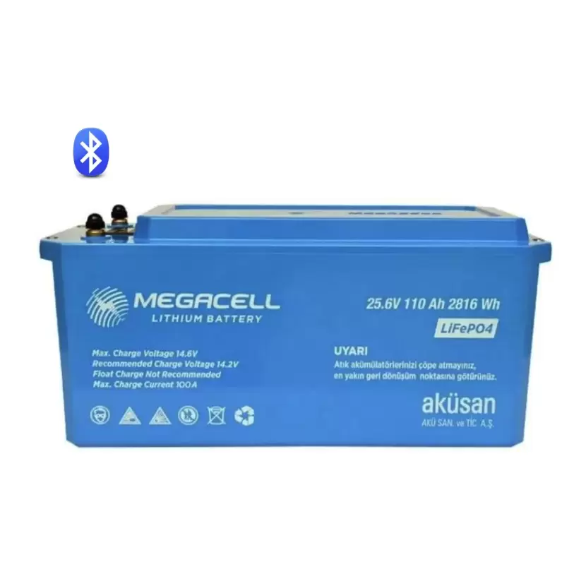 MEGACELL 25.6V 110Ah Bluetooth LiFePO4 ABS Lityum Akü