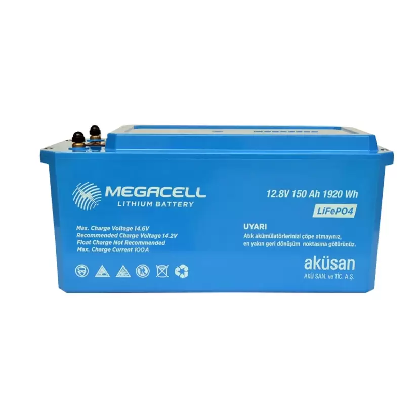 MEGACELL LiFePO4 12.8V 150Ah Karavan/Marin ABS Lityum Demir Fosfat Akü