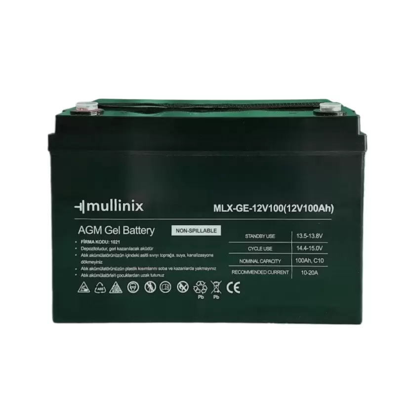 Mullinix 12V 100Ah Derin Döngülü AGM Jel Akü