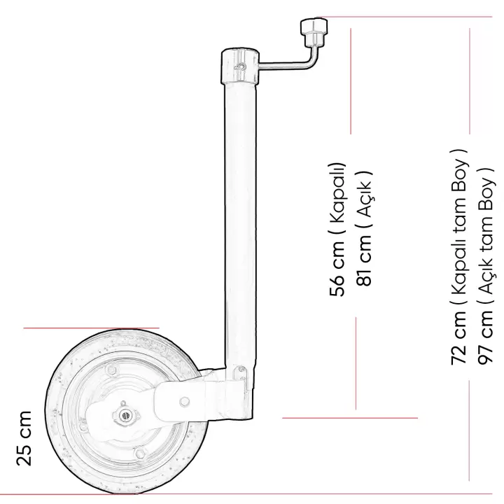 2K Flexible 48mm 300kg Karavan Destek Pilot Tekeri