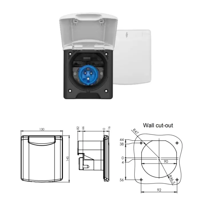 ABL Plus 3164001 220V CEE Soket Karavan Dış Gömme Elektrik Girişi