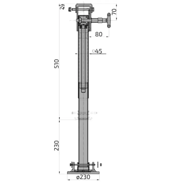 Al-Ko 510/740mm 500 kg 45D Dönebilir Pivot Uzun Destek Ayağı