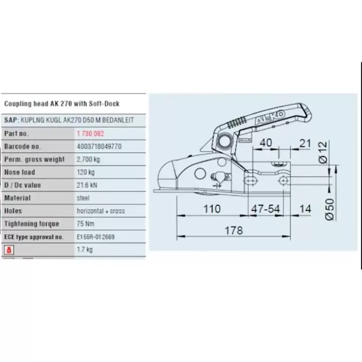 Al-Ko AK270 Yuvarlak Boru Tip 50mm 2700 Kg Kaplin