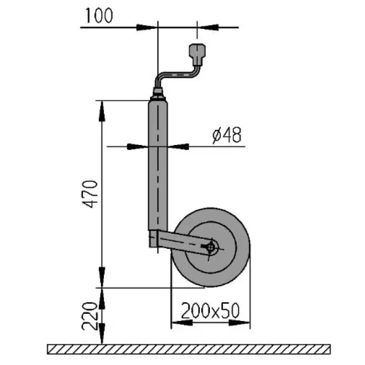 Al-Ko Tekerden Stoplu 48mm 150Kg Karavan/Römork Destek Tekerleği