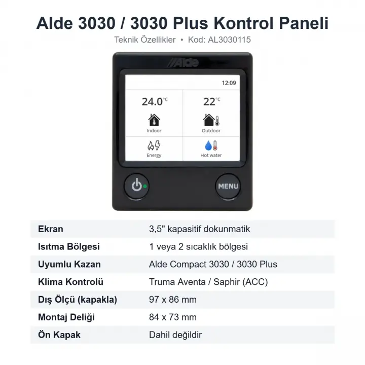 Alde Compact 3030 / 3030 Plus Kontrol Paneli 3,5 inç Dokunmatik Ekran (3030115)