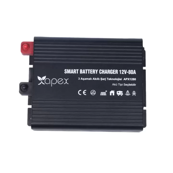 Apex APX1280 Lityum Uyumlu 12V 80A Akü Şarj Cihazı