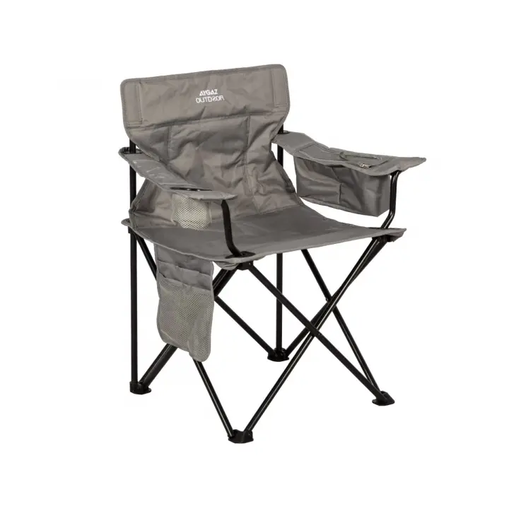 Aygaz Outdoor Gri 100Kg Çelik Katlanır Kamp Sandalyesi