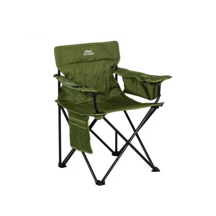Aygaz Outdoor Yeşil 100Kg Çelik Katlanır Kamp Sandalyesi