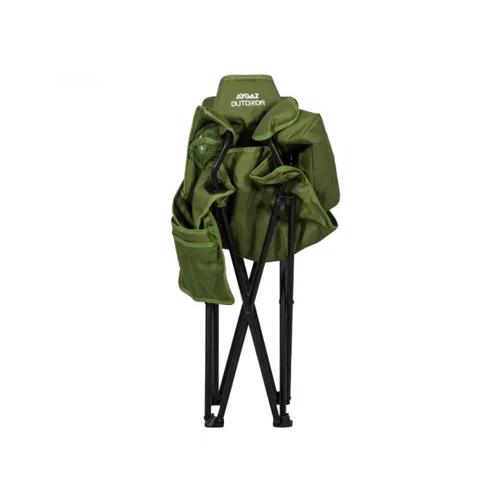 Aygaz Outdoor Yeşil 100Kg Çelik Katlanır Kamp Sandalyesi