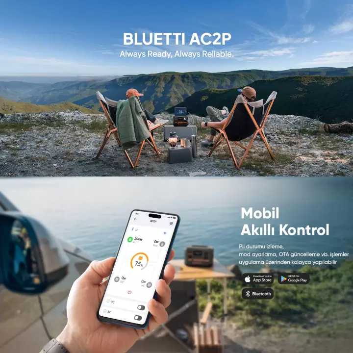 Bluetti AC2P 230.4Wh Kapasiteli Taşınabilir Güç Kaynağı